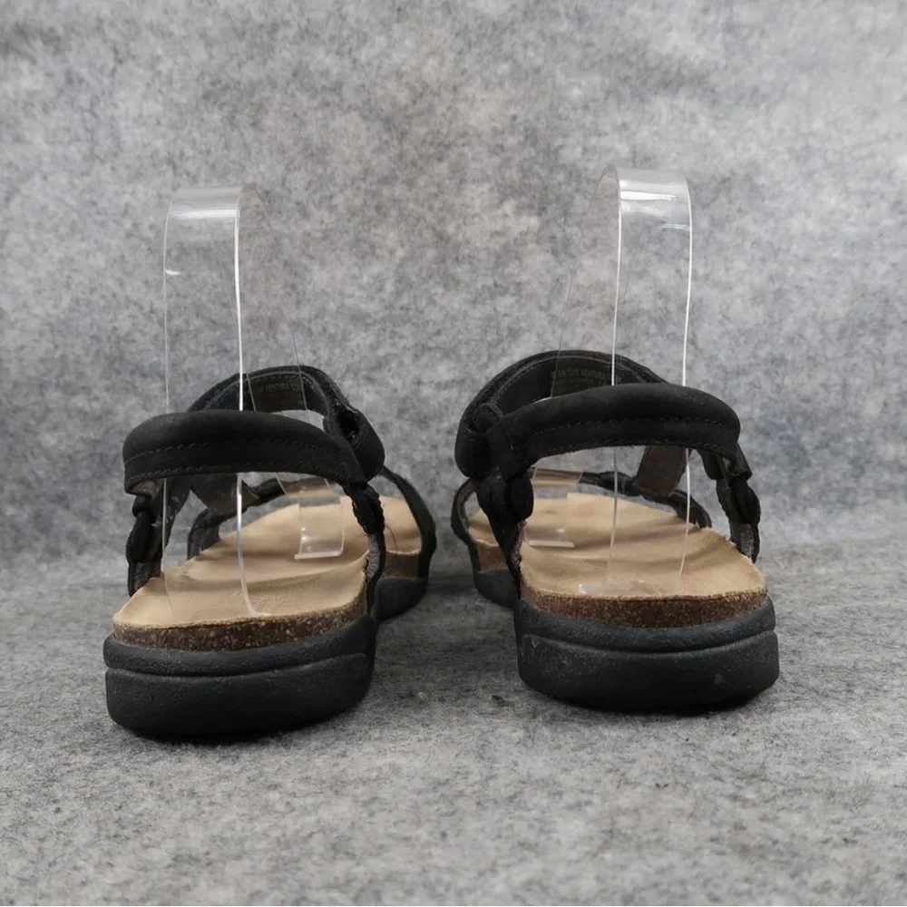 Teva Shoes Womens 9 Ventura Cork Sandals Leather Adjustable Strap Comfort Black - Picture 3 of 9